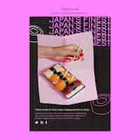 PSD gratuito cartel del restaurante de sushi más fino de japón.