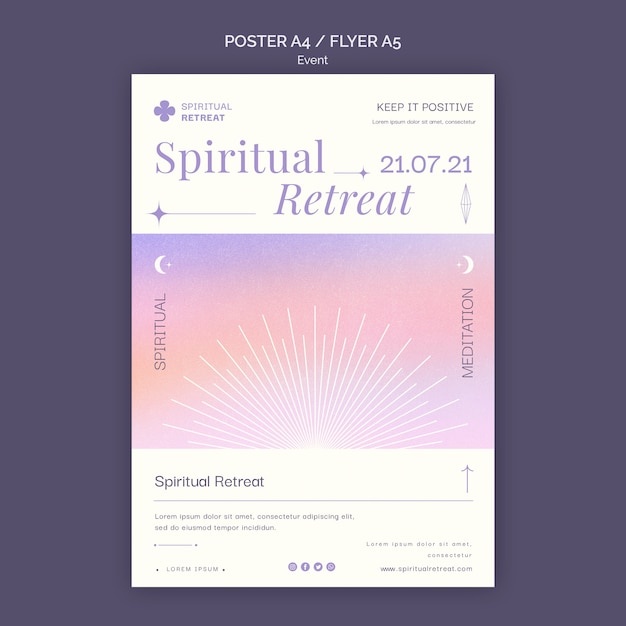 Cartel de retiro espiritual y diseño de plantilla de evento de volante