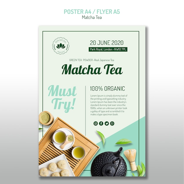 Cartel de té matcha saludable