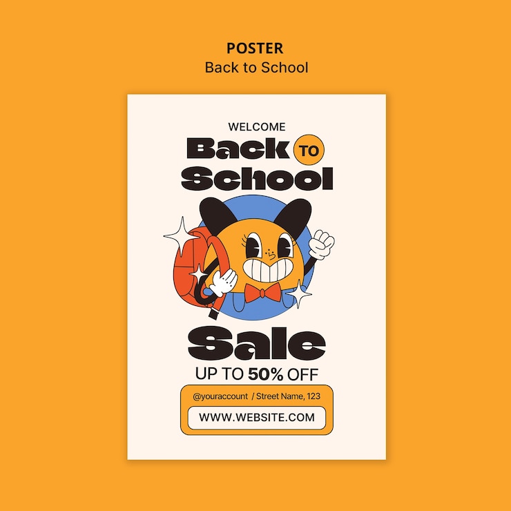 PSD gratuito cartel de venta de regreso a la escuela