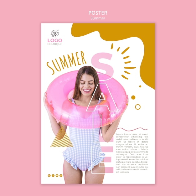 PSD gratuito cartel de venta de verano con foto