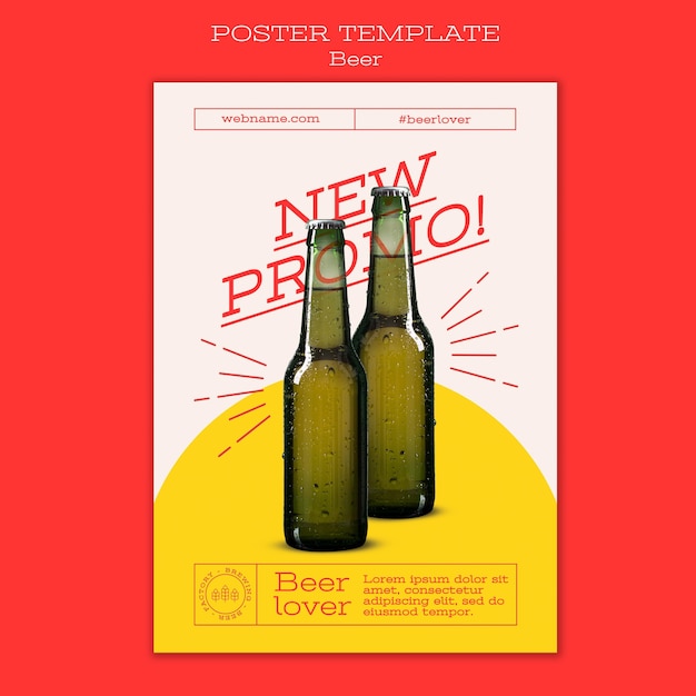 PSD gratuito cartel vertical para amantes de la cerveza.