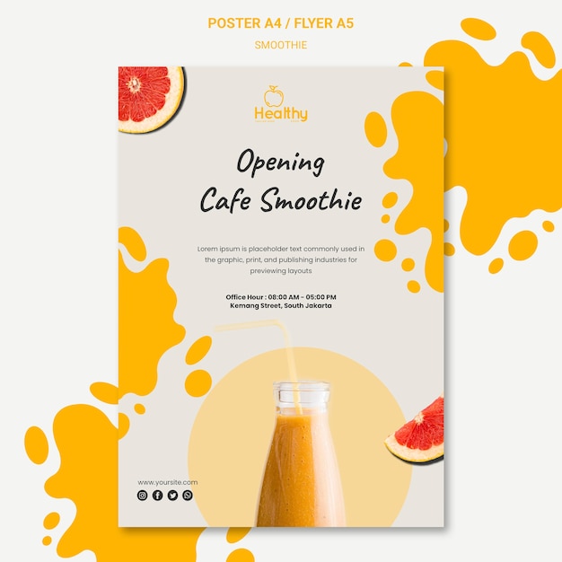 PSD gratuito cartel vertical para batidos de frutas saludables.