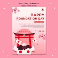 PSD gratuito cartel vertical para el día de la fundación de japón con flores.