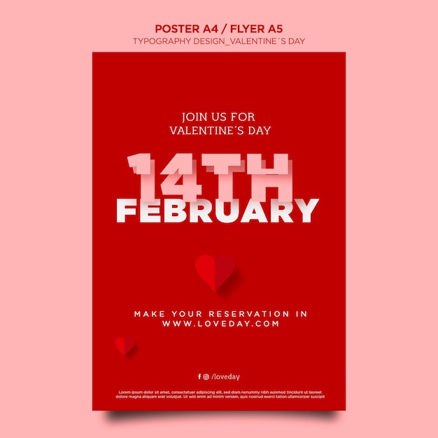 PSD gratuito cartel vertical para el día de san valentín con corazones.