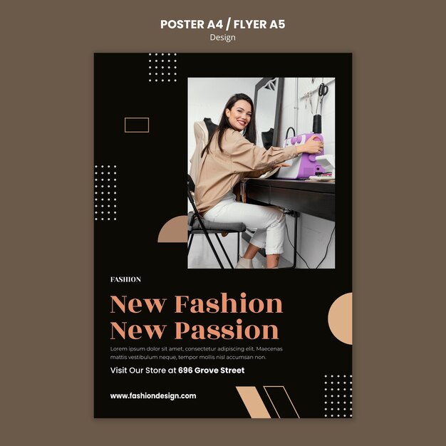 Cartel vertical para diseñador de moda