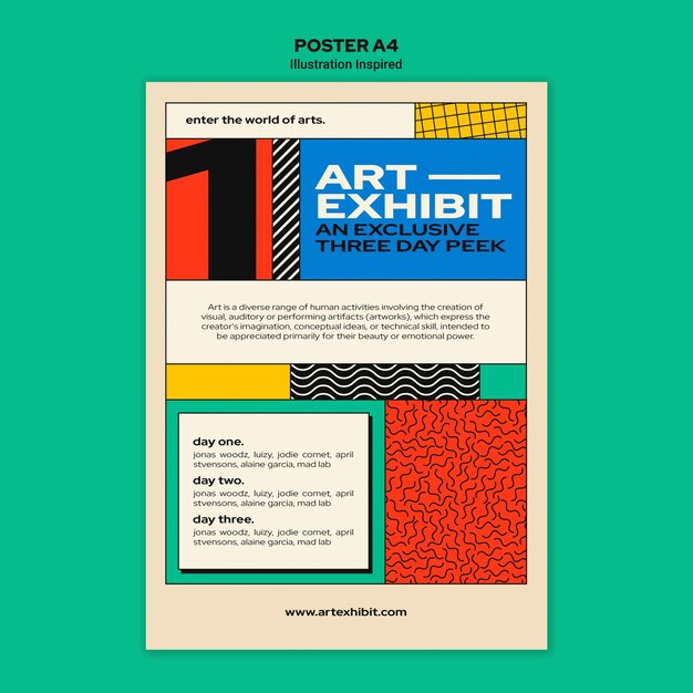 Cartel vertical para exposición de arte.