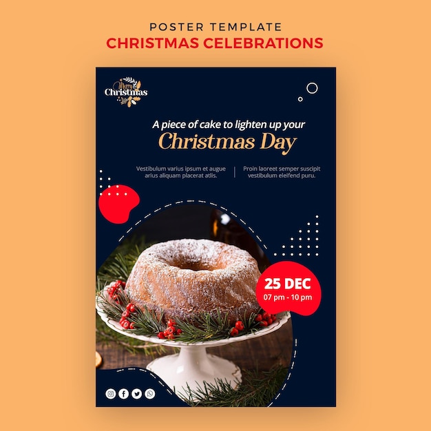 PSD gratuito cartel vertical para postres navideños tradicionales.