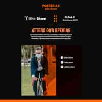 PSD gratuito cartel vertical para tienda de bicicletas.