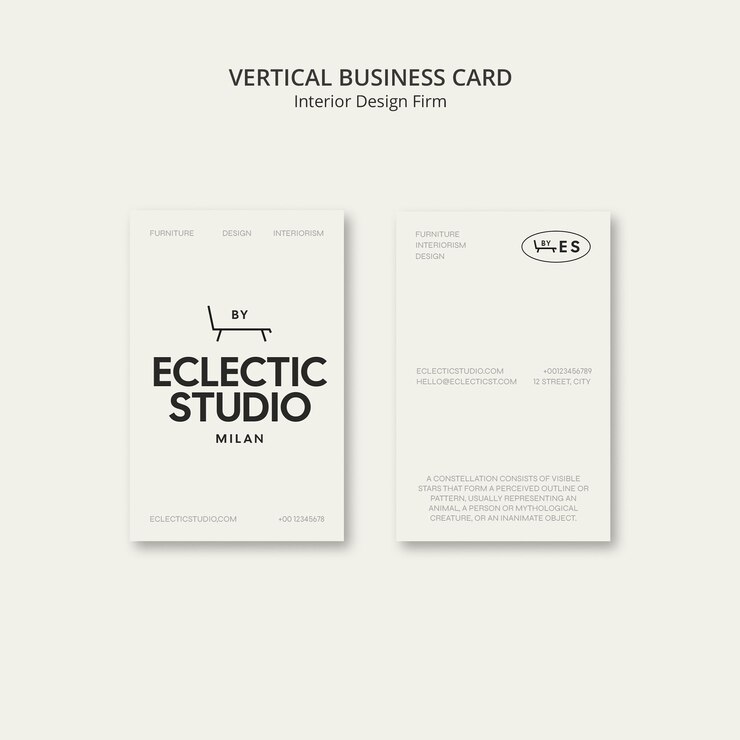 PSD gratuito cartellino da visita di uno studio eclettico per un'azienda di interior design