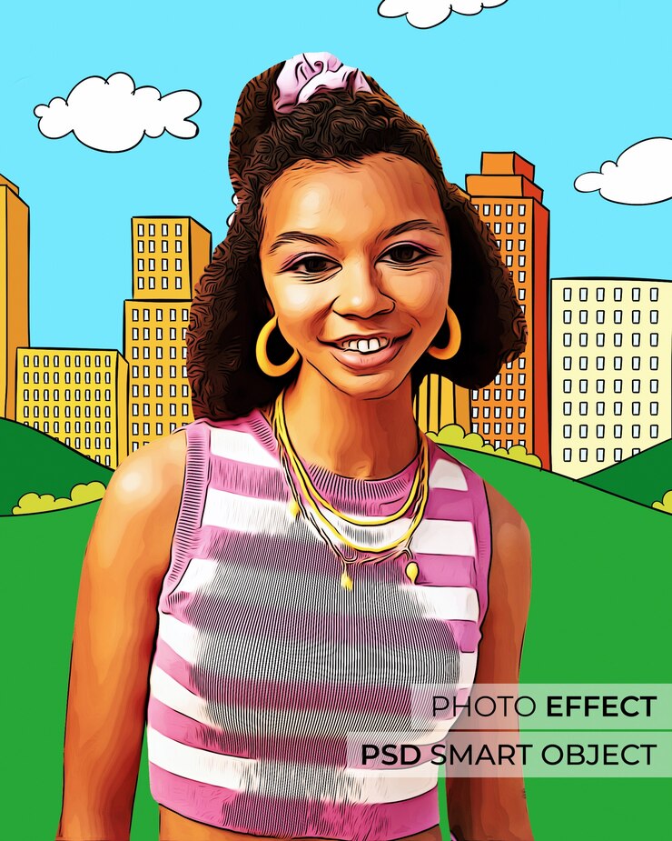PSD Gratis cartoon photo effect