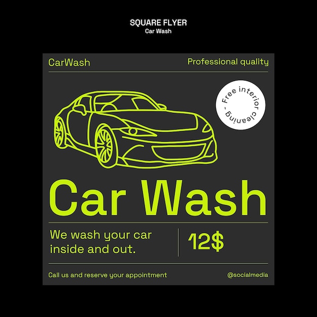 Gratis PSD carwash service vierkante flyer