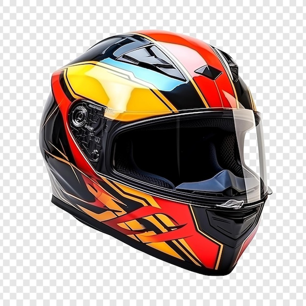 Casco de motocicleta de cara completa detallado aislado sobre un fondo transparente