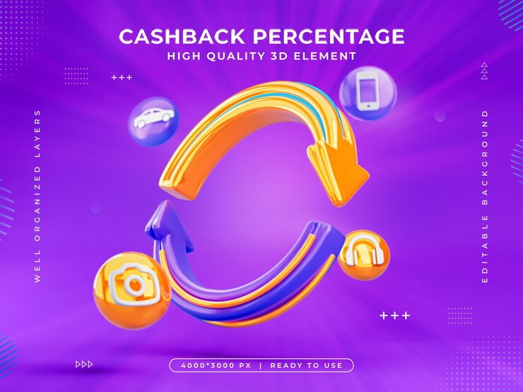 Gratis PSD cashback-icoon geïsoleerde 3d-renderingsillustratie