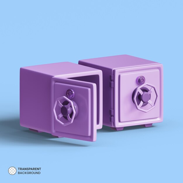 Casillero de seguridad Icono de caja de seguridad Aislado 3d Render Ilustración