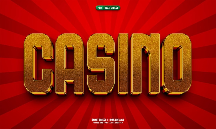 PSD gratuito casino 3d efecto de texto editable