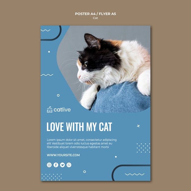 Gratis PSD cat lover concept poster stijl