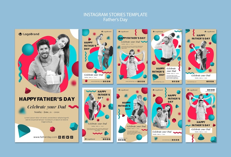 PSD gratuito celebra la plantilla de historias de instagram de tu padre el día del padre
