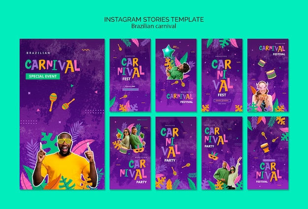 Celebración del carnaval brasileño en las historias de Instagram