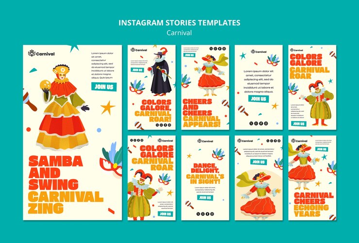 PSD gratuito celebración del carnaval en las historias de instagram