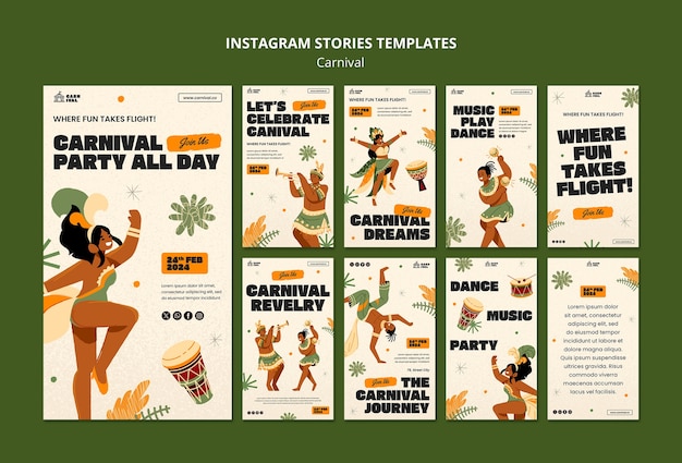 Celebración del carnaval en las historias de instagram