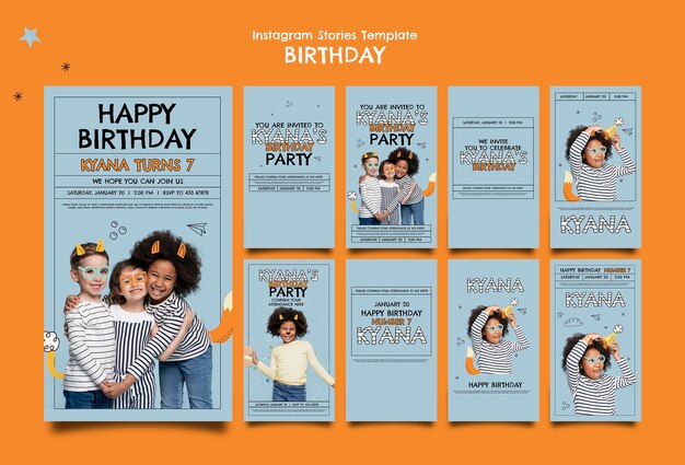 Celebración de cumpleaños historias de instagram