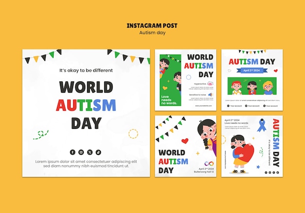 PSD gratuito celebración del día del autismo en instagram