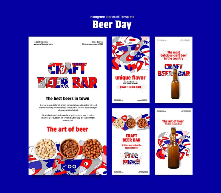 PSD gratuito celebración del día de la cerveza en las historias de instagram