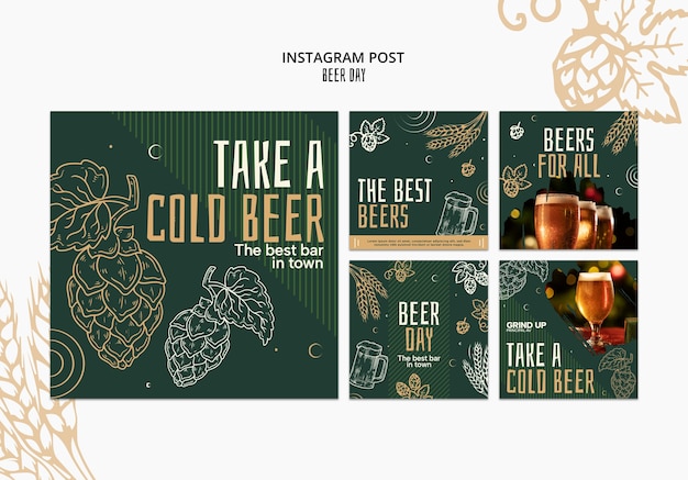 PSD gratuito celebración del día de la cerveza en instagram