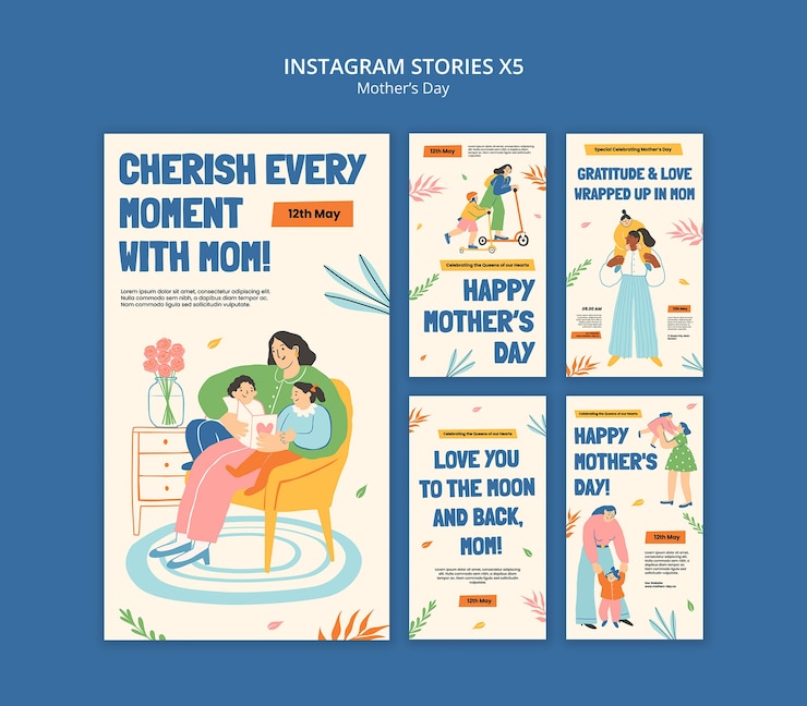 PSD gratuito celebración del día de la madre en las historias de instagram