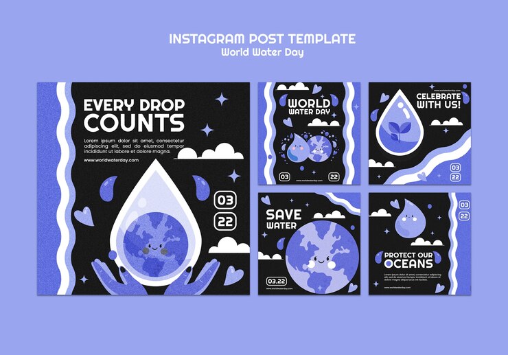 PSD gratuito celebración del día mundial del agua en las publicaciones de instagram