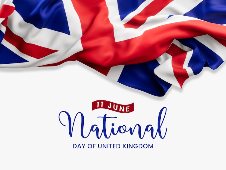PSD gratuito celebración del día nacional del reino unido con fondo de bandera