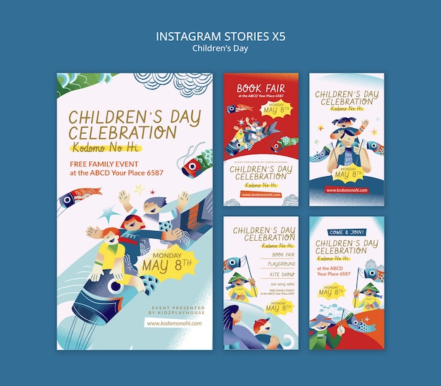 Celebración del día de los niños en las historias de Instagram