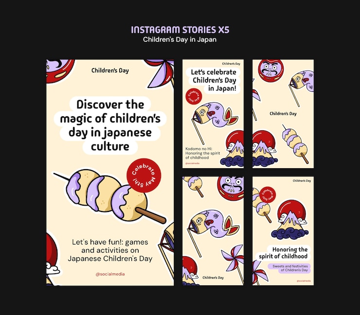 PSD gratuito celebración del día de los niños en las historias de instagram
