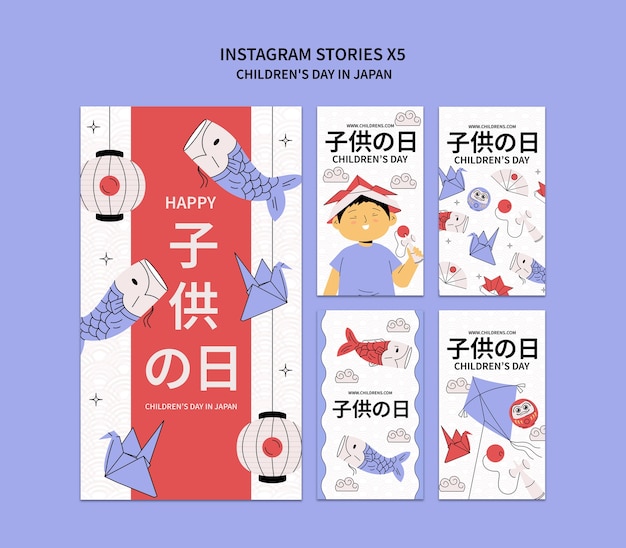 PSD gratuito celebración del día de los niños en las historias de instagram