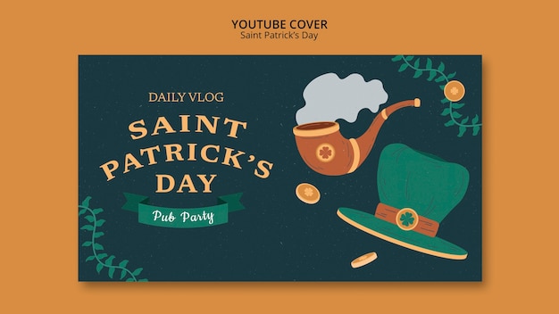 PSD gratuito la celebración del día de san patricio en la portada de youtube