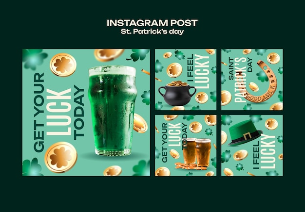 PSD gratuito celebración del día de san patricio en las publicaciones de instagram