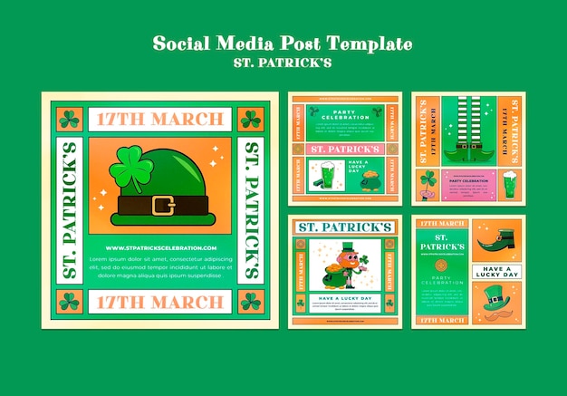 Celebración del día de san patricio publicaciones en redes sociales