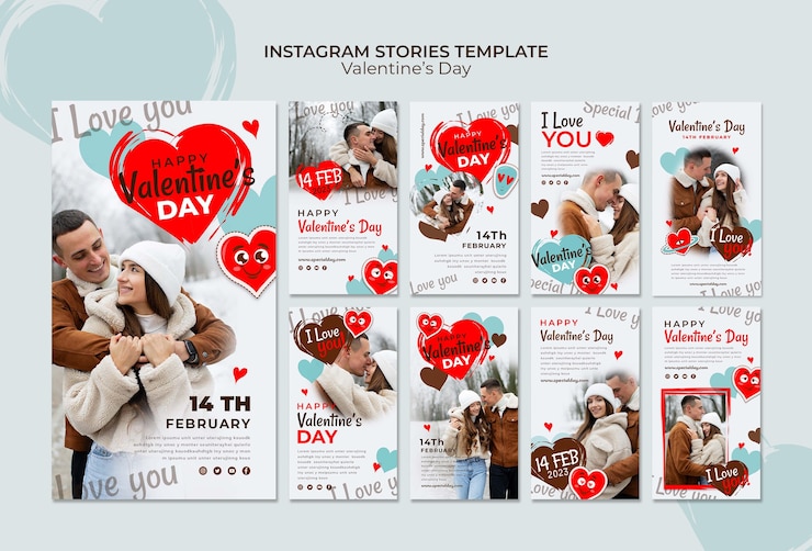 PSD gratuito celebración del día de san valentín historias de instagram