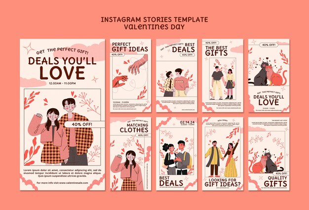 Celebración del Día de San Valentín en las historias de Instagram