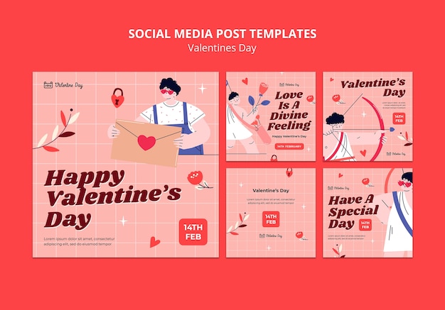 PSD gratuito celebración del día de san valentín en las publicaciones de instagram