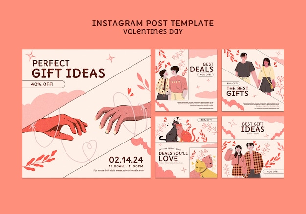 PSD gratuito celebración del día de san valentín en las publicaciones de instagram