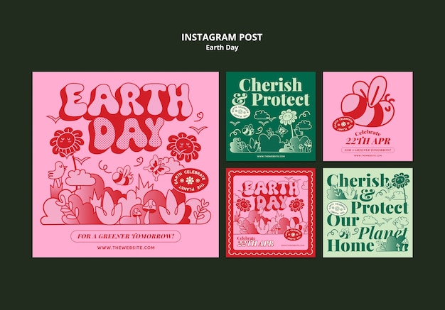 PSD gratuito celebración del día de la tierra en instagram