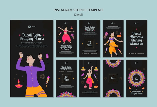 Celebración de diwali en las historias de instagram