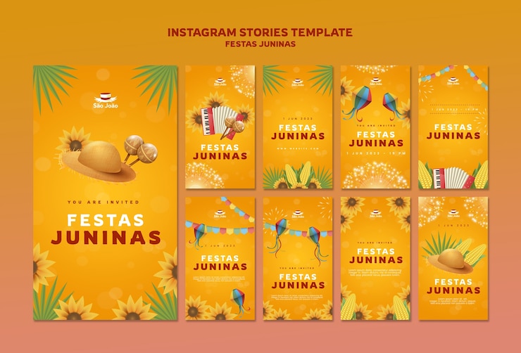 PSD gratuito celebración de la fiesta de junina en las historias de instagram