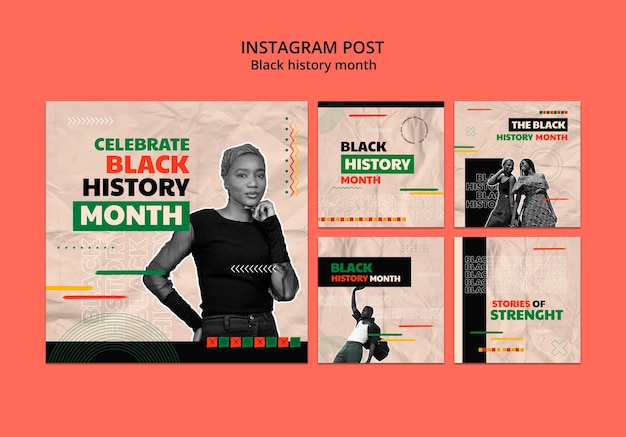 PSD gratuito celebración del mes de la historia negra en las publicaciones de instagram