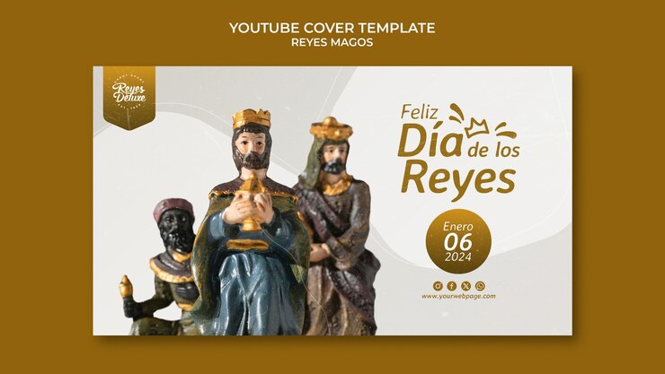 PSD gratuito la celebración de reyes magos en la portada de youtube