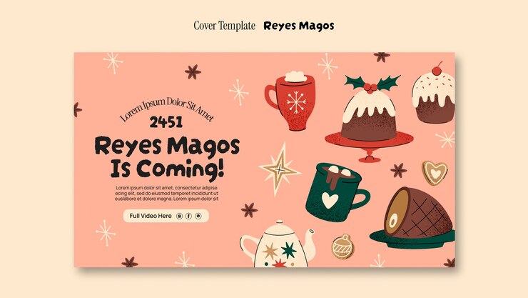 PSD gratuito la celebración de reyes magos en la portada de youtube