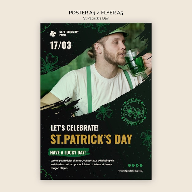 PSD gratuito celebrar st. folleto del día de patrick