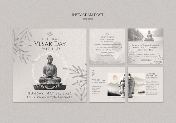 PSD gratuito celebrate il giorno del vesak: un raduno pacifico